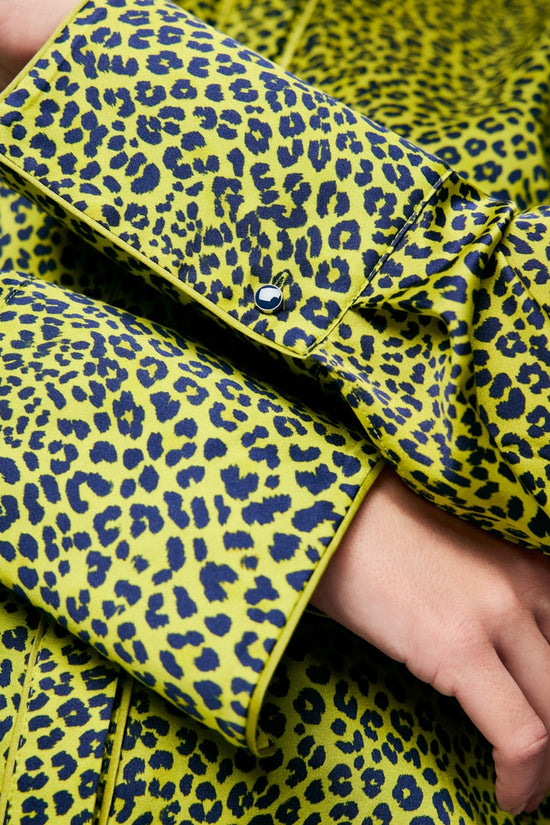 Marc Cain Green Leopard Print Long Sleeve Blouse
