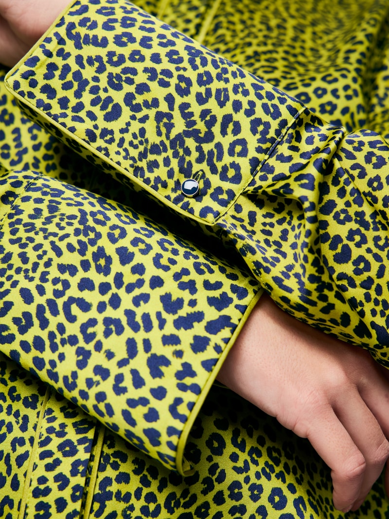 Marc Cain Green Leopard Print Long Sleeve Blouse