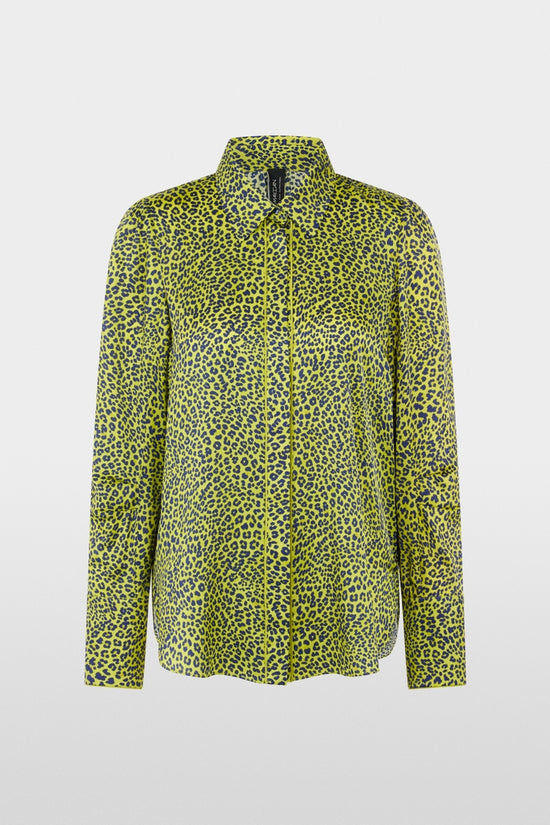 Marc Cain Green Leopard Print Long Sleeve Blouse