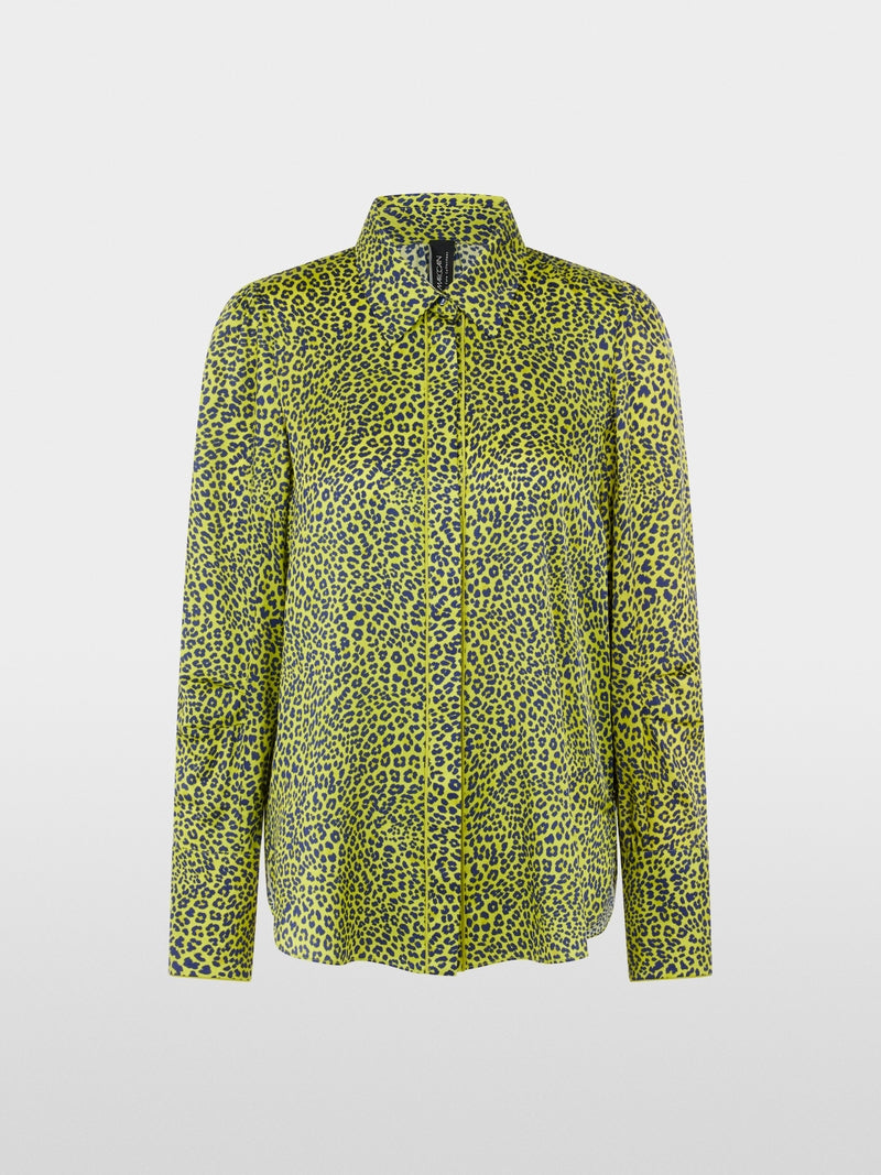 Marc Cain Green Leopard Print Long Sleeve Blouse