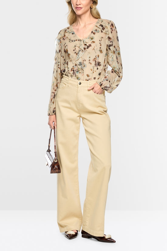 Marc Cain Floral Print Loose Fitting V-Neck Blouse