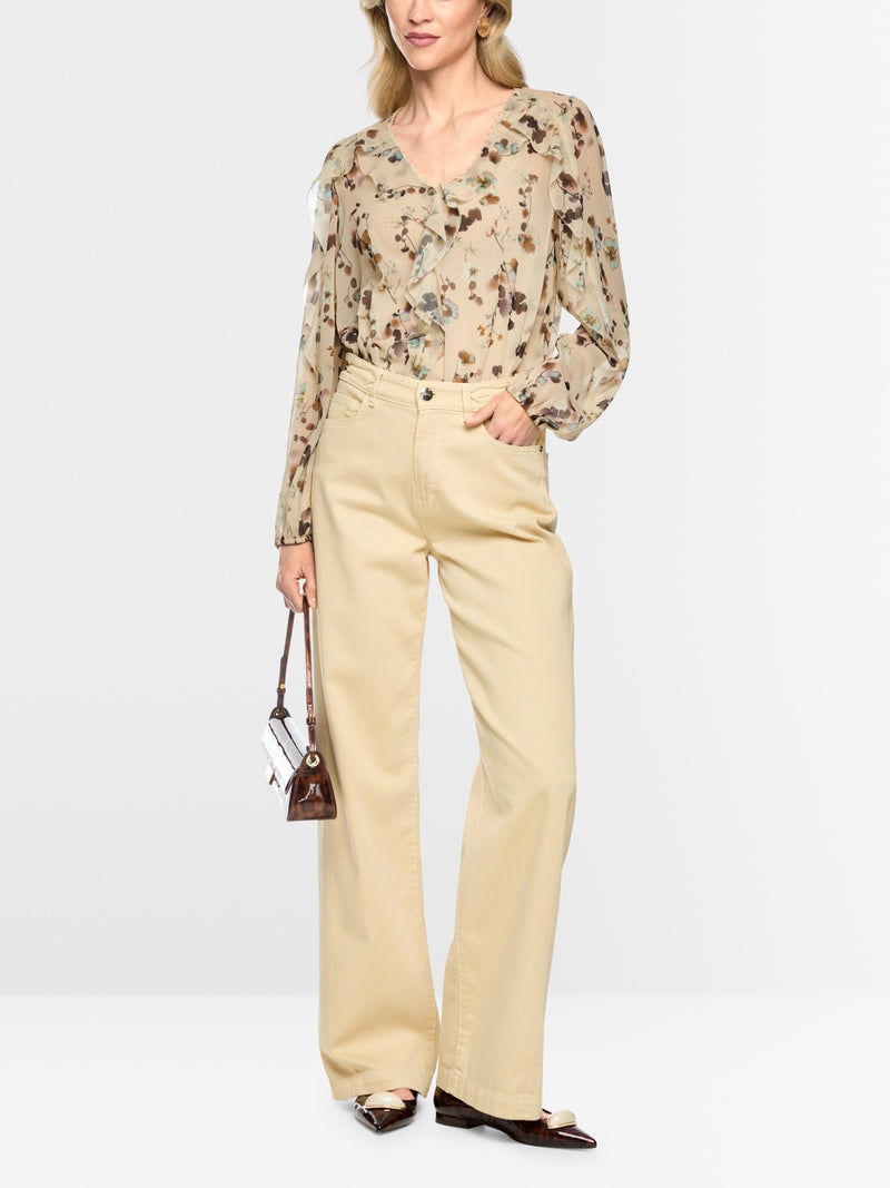 Marc Cain Floral Print Loose Fitting V-Neck Blouse