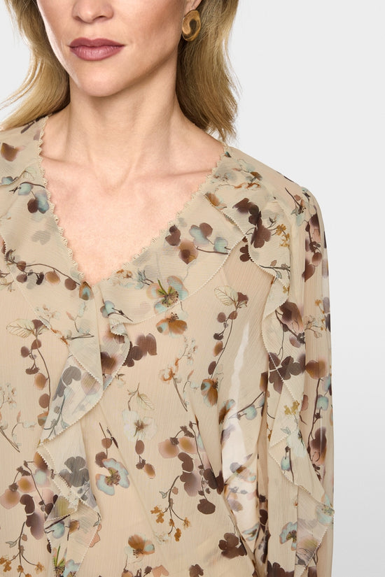 Marc Cain Floral Print Loose Fitting V-Neck Blouse