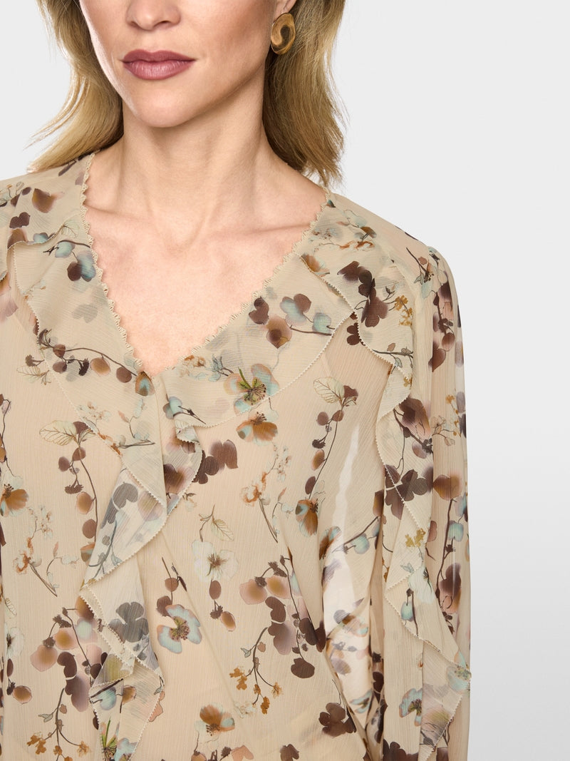 Marc Cain Floral Print Loose Fitting V-Neck Blouse