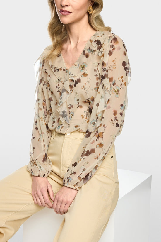 Marc Cain Floral Print Loose Fitting V-Neck Blouse