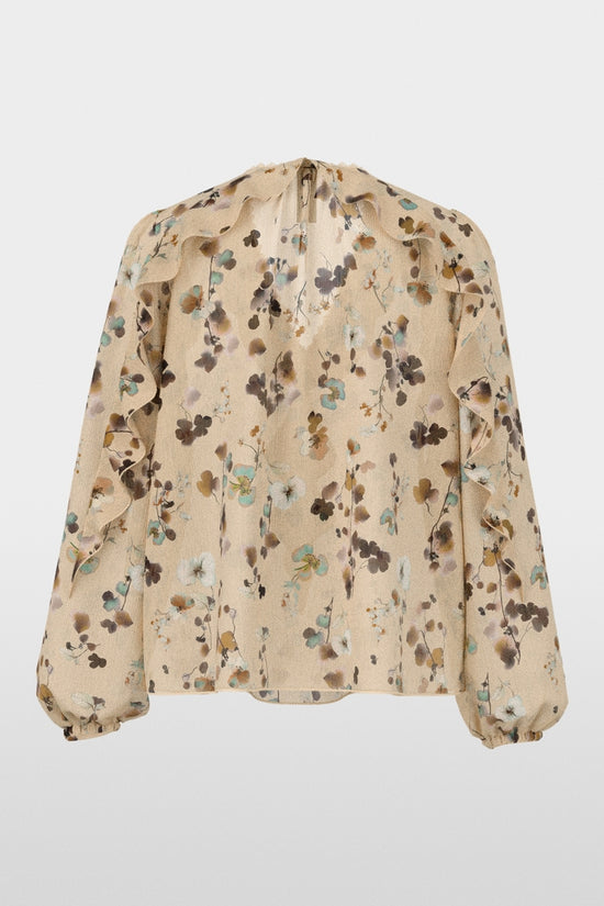 Marc Cain Floral Print Loose Fitting V-Neck Blouse