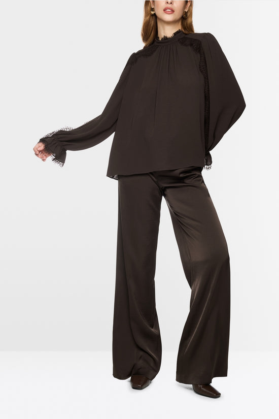 Marc Cain Brown Stand Up Collar with Lace