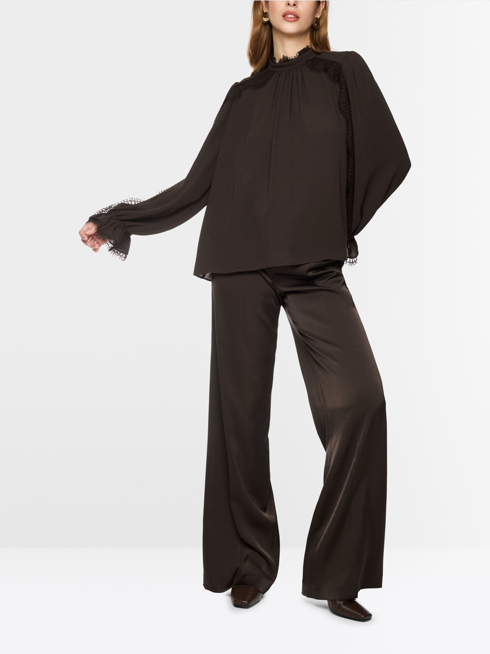 Marc Cain Brown Stand Up Collar with Lace