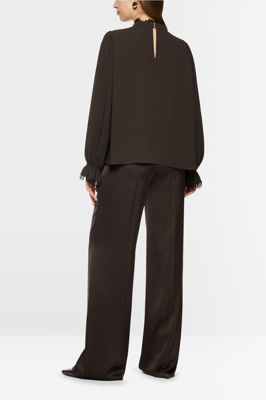 Marc Cain Brown Stand Up Collar with Lace