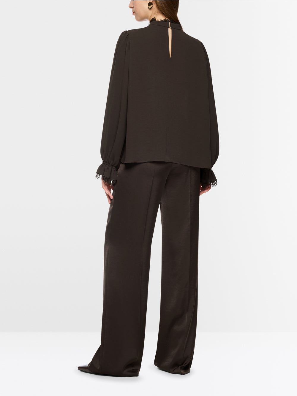 Marc Cain Brown Stand Up Collar with Lace
