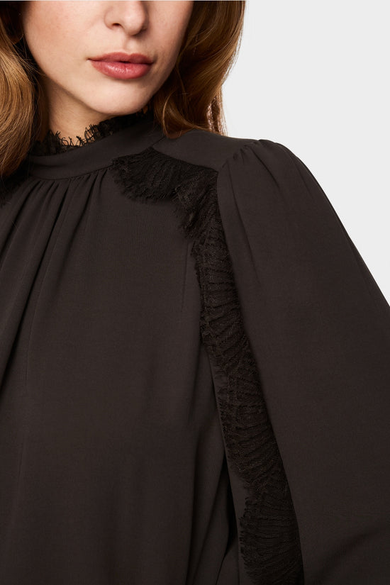 Marc Cain Brown Stand Up Collar with Lace