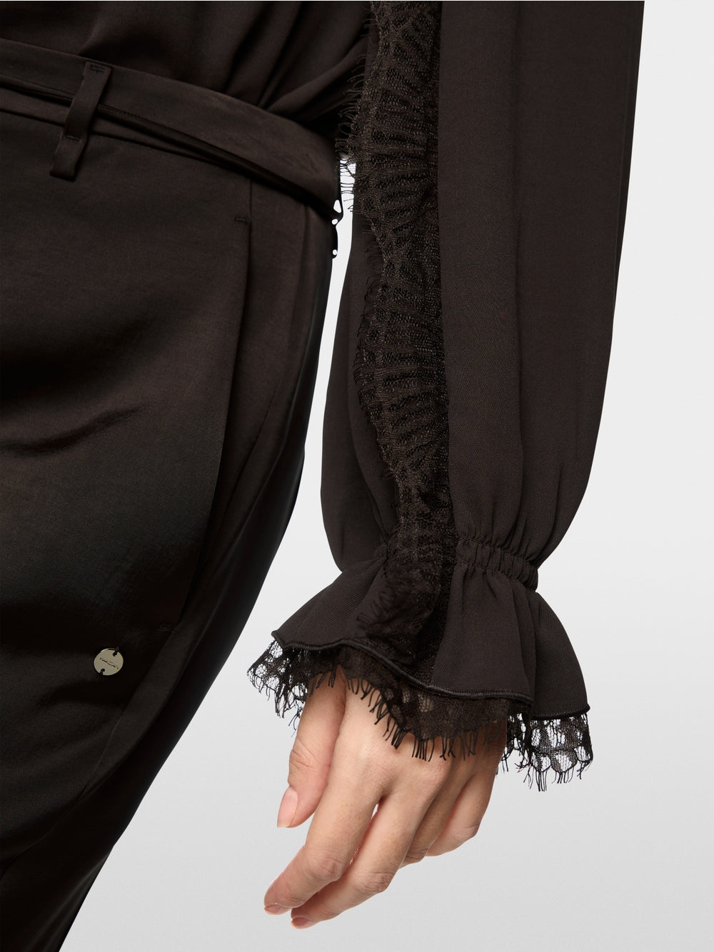 Marc Cain Brown Stand Up Collar with Lace