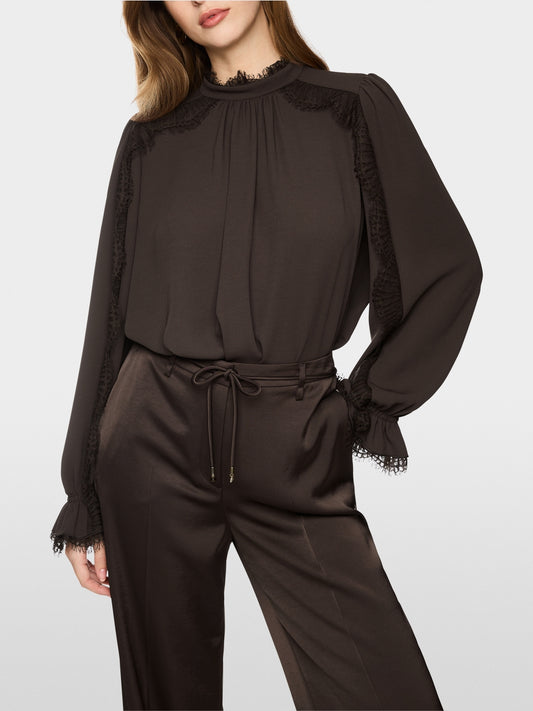 Marc Cain Brown Stand Up Collar with Lace