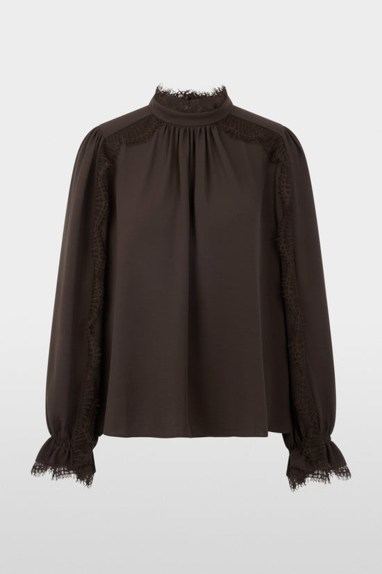Marc Cain Brown Stand Up Collar with Lace