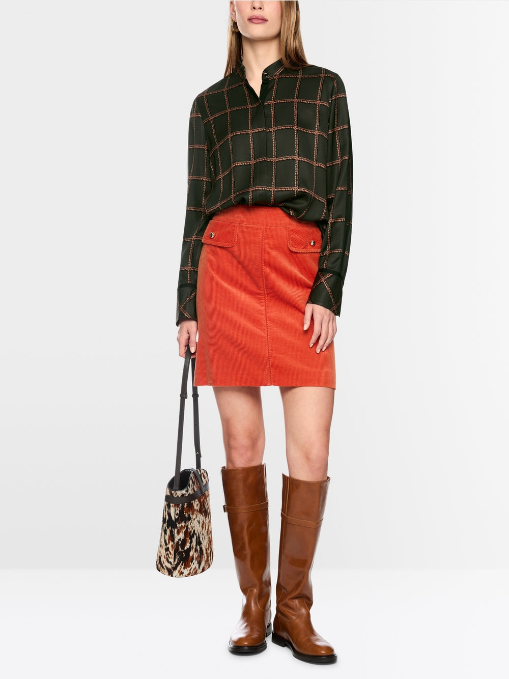 Marc Cain Forest Check Printed Viscose Blouse