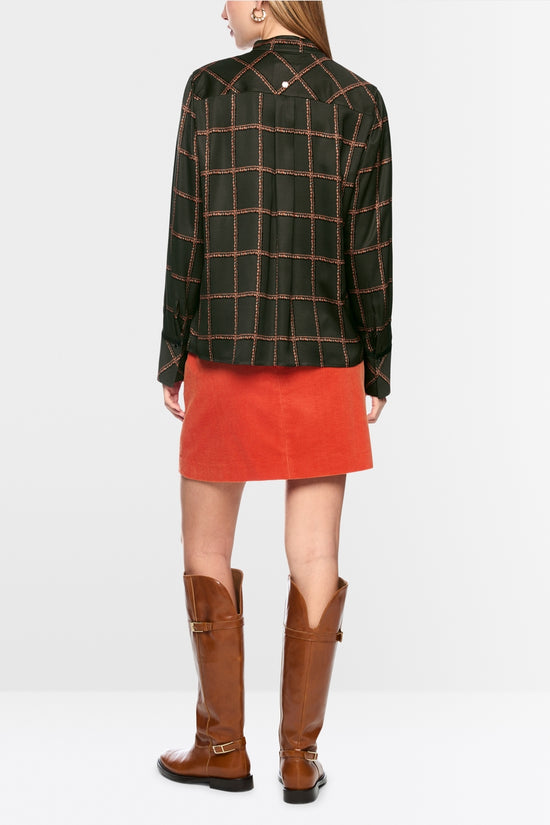 Marc Cain Forest Check Printed Viscose Blouse