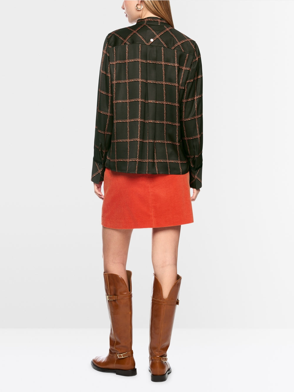 Marc Cain Forest Check Printed Viscose Blouse