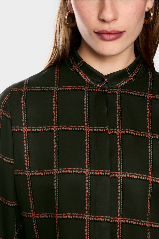 Marc Cain Forest Check Printed Viscose Blouse
