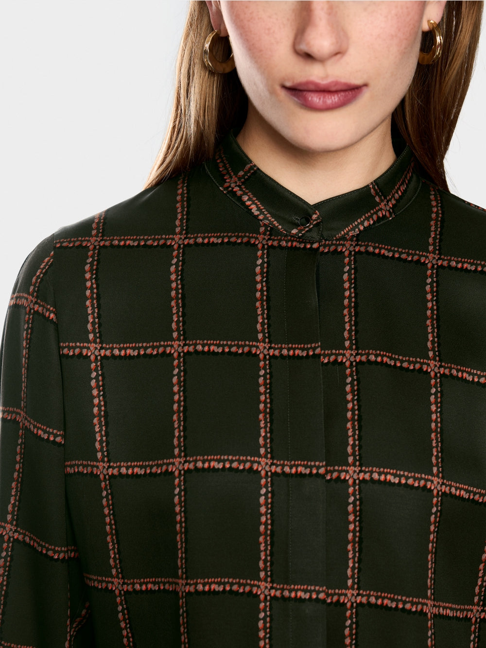 Marc Cain Forest Check Printed Viscose Blouse