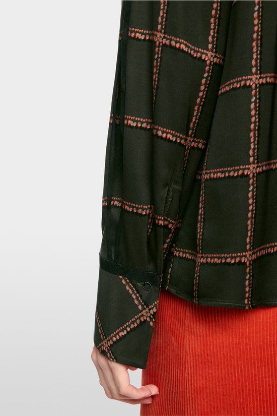 Marc Cain Forest Check Printed Viscose Blouse