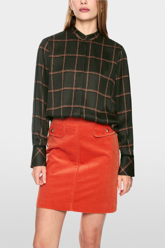 Marc Cain Forest Check Printed Viscose Blouse