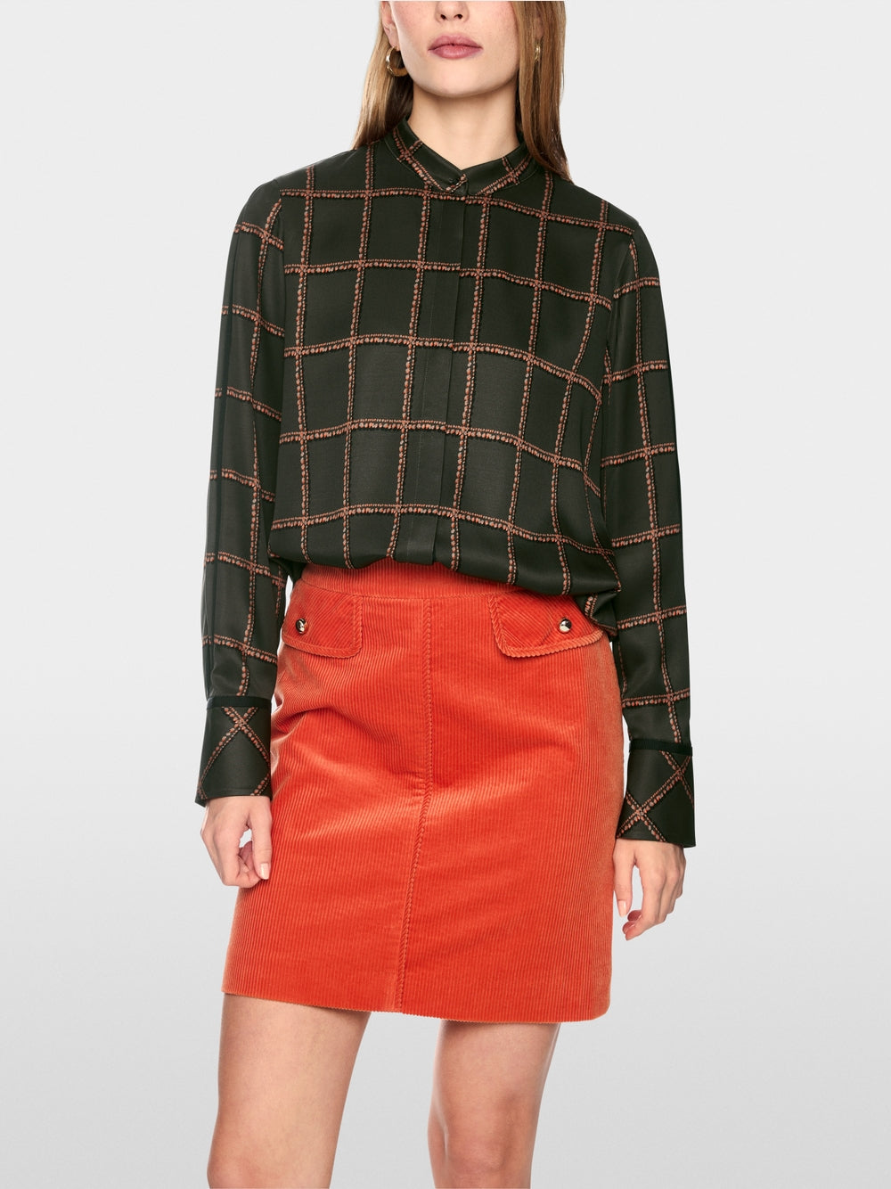 Marc Cain Forest Check Printed Viscose Blouse