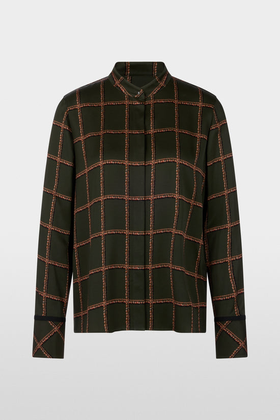 Marc Cain Forest Check Printed Viscose Blouse