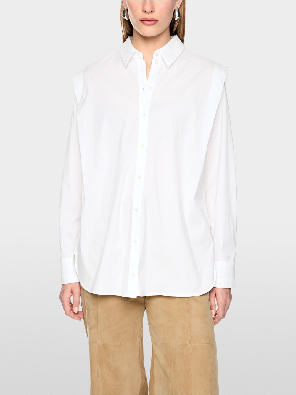Marc Cain White Blouse in Lightweight Stretch Cotton
