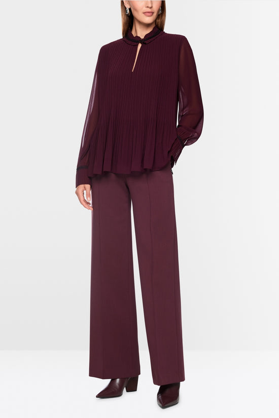Marc Cain Wine Long Sleeve Pleated Blouse