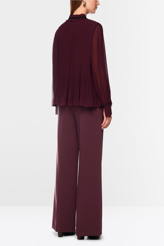 Marc Cain Wine Long Sleeve Pleated Blouse