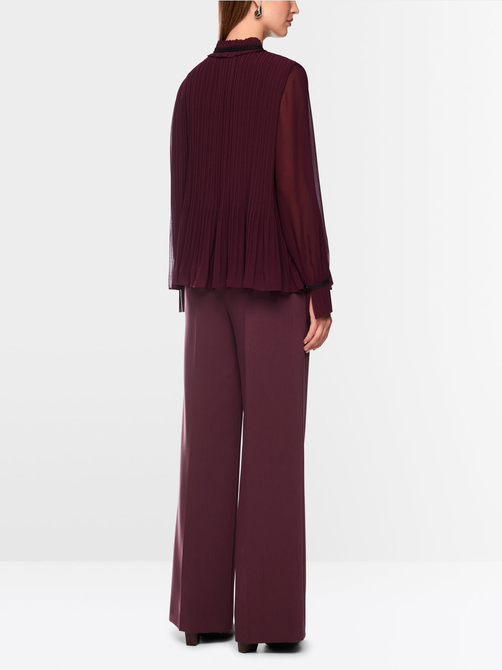 Marc Cain Wine Long Sleeve Pleated Blouse