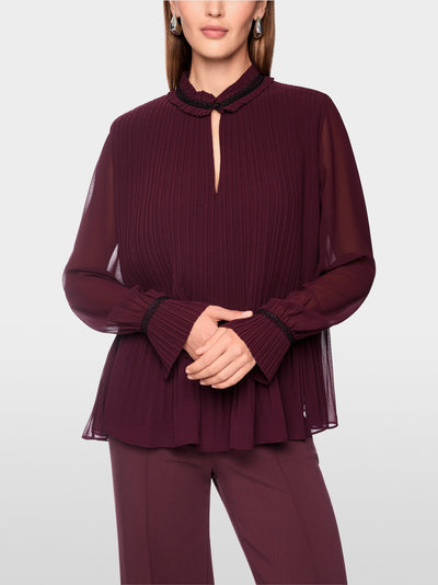 Marc Cain Wine Long Sleeve Pleated Blouse BC51.31 W61
