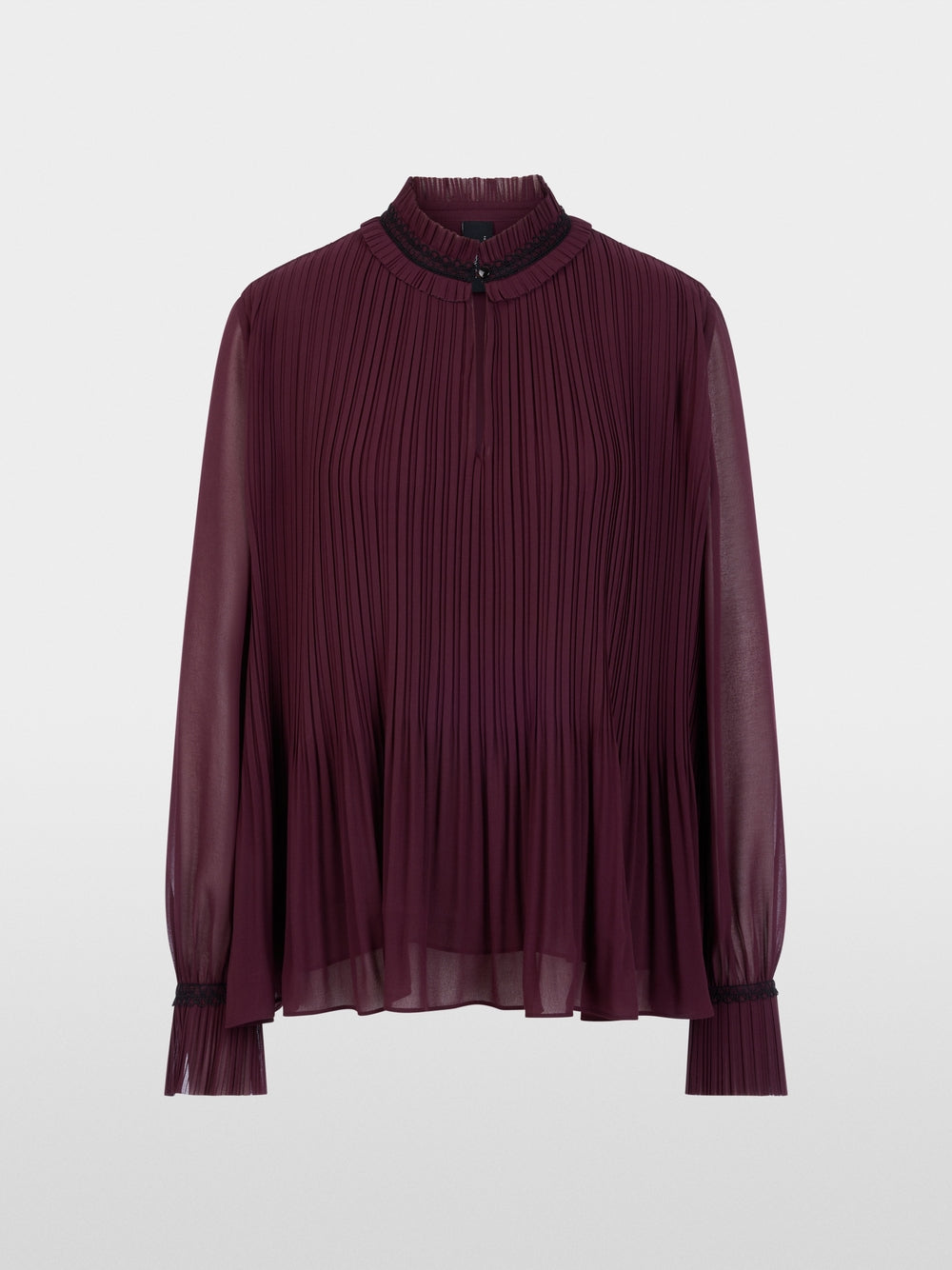 Marc Cain Wine Long Sleeve Pleated Blouse