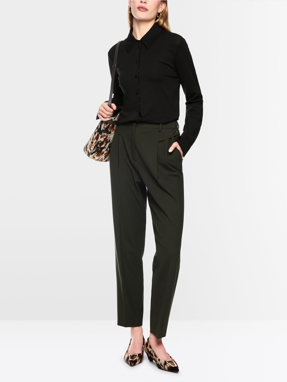 Marc Cain Black Long Sleeve Blouse with Glitter Buttoning