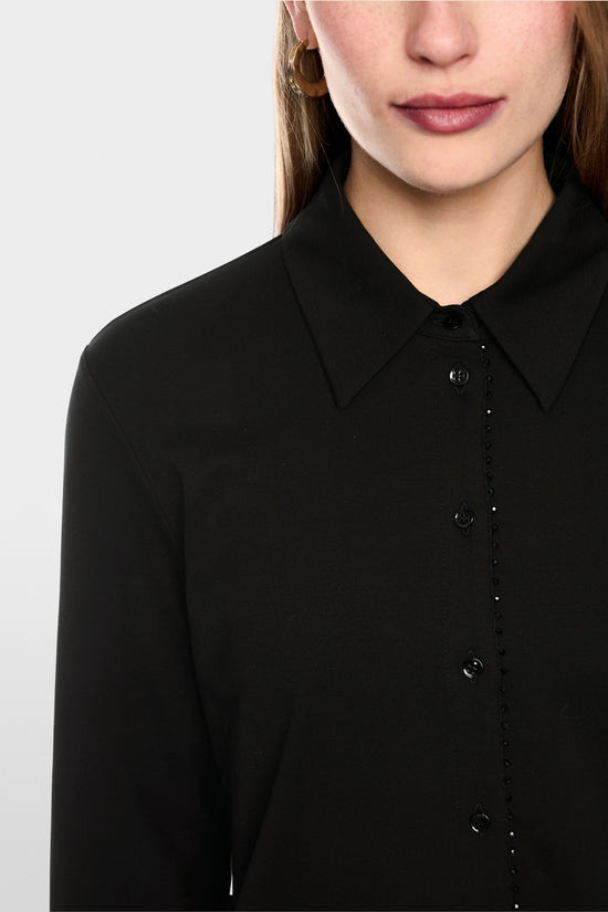 Marc Cain Black Long Sleeve Blouse with Glitter Buttoning