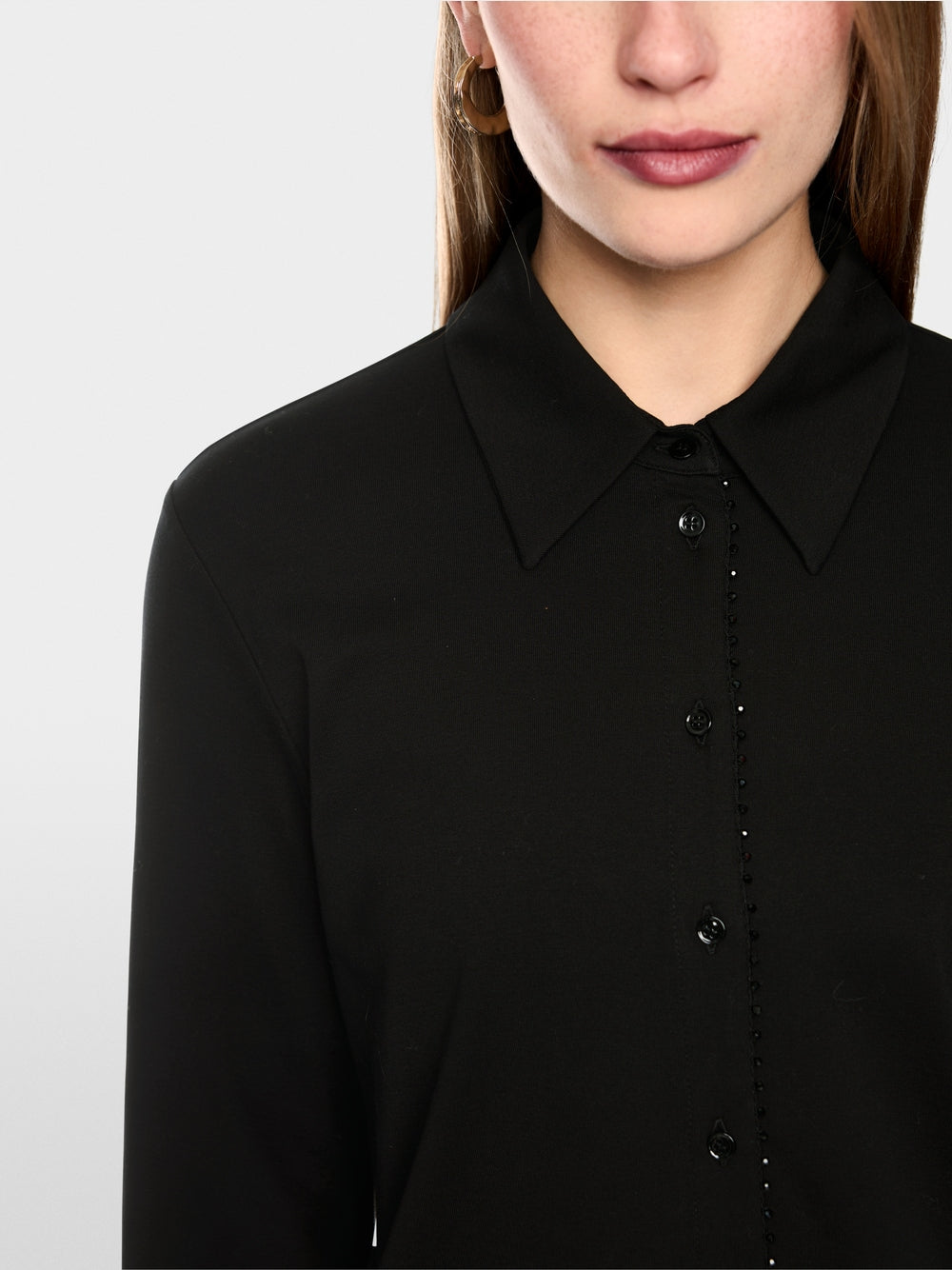 Marc Cain Black Long Sleeve Blouse with Glitter Buttoning