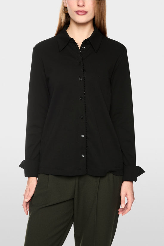 Marc Cain Black Long Sleeve Blouse with Glitter Buttoning