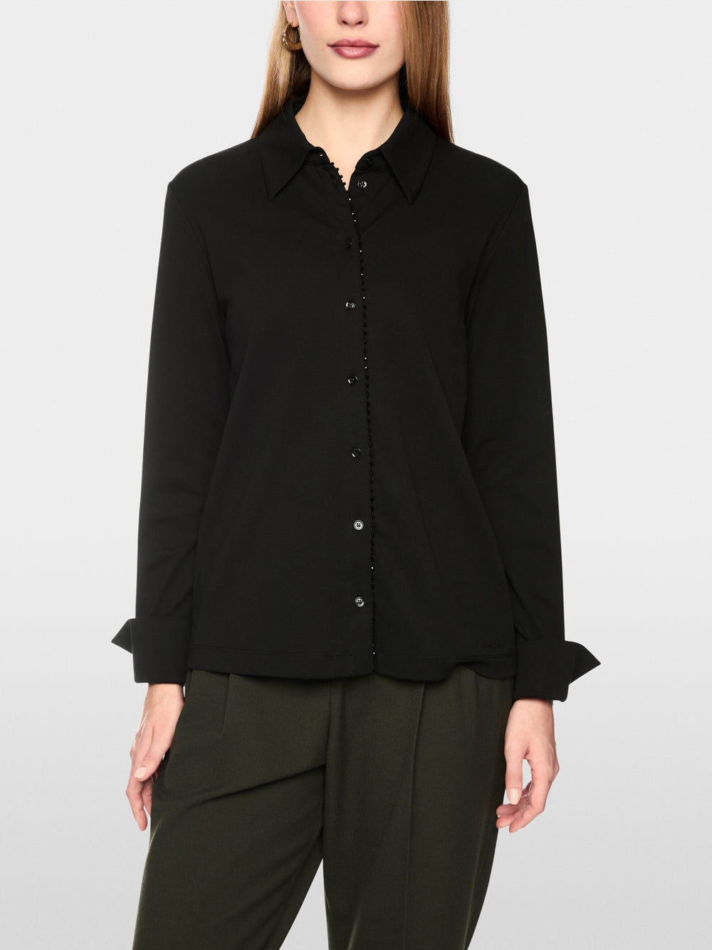 Marc Cain Black Long Sleeve Blouse with Glitter Buttoning