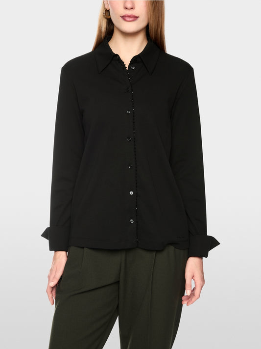 Marc Cain Black Long Sleeve Blouse with Glitter Buttoning