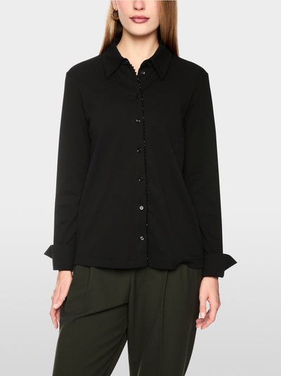 Marc Cain Black Long Sleeve Blouse with Glitter Buttoning BC51.38 J14