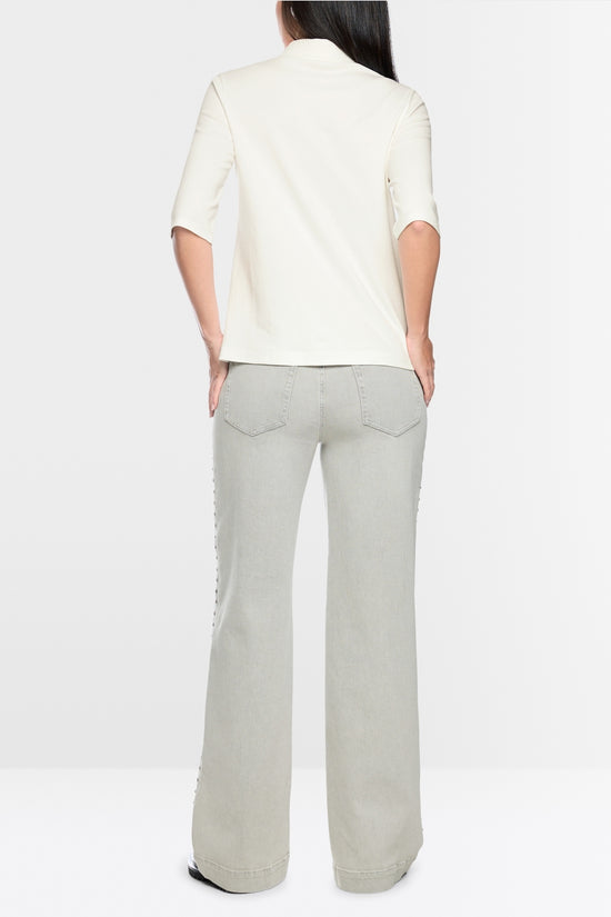 Marc Cain off-White Polo Shirt with Decorative Beads