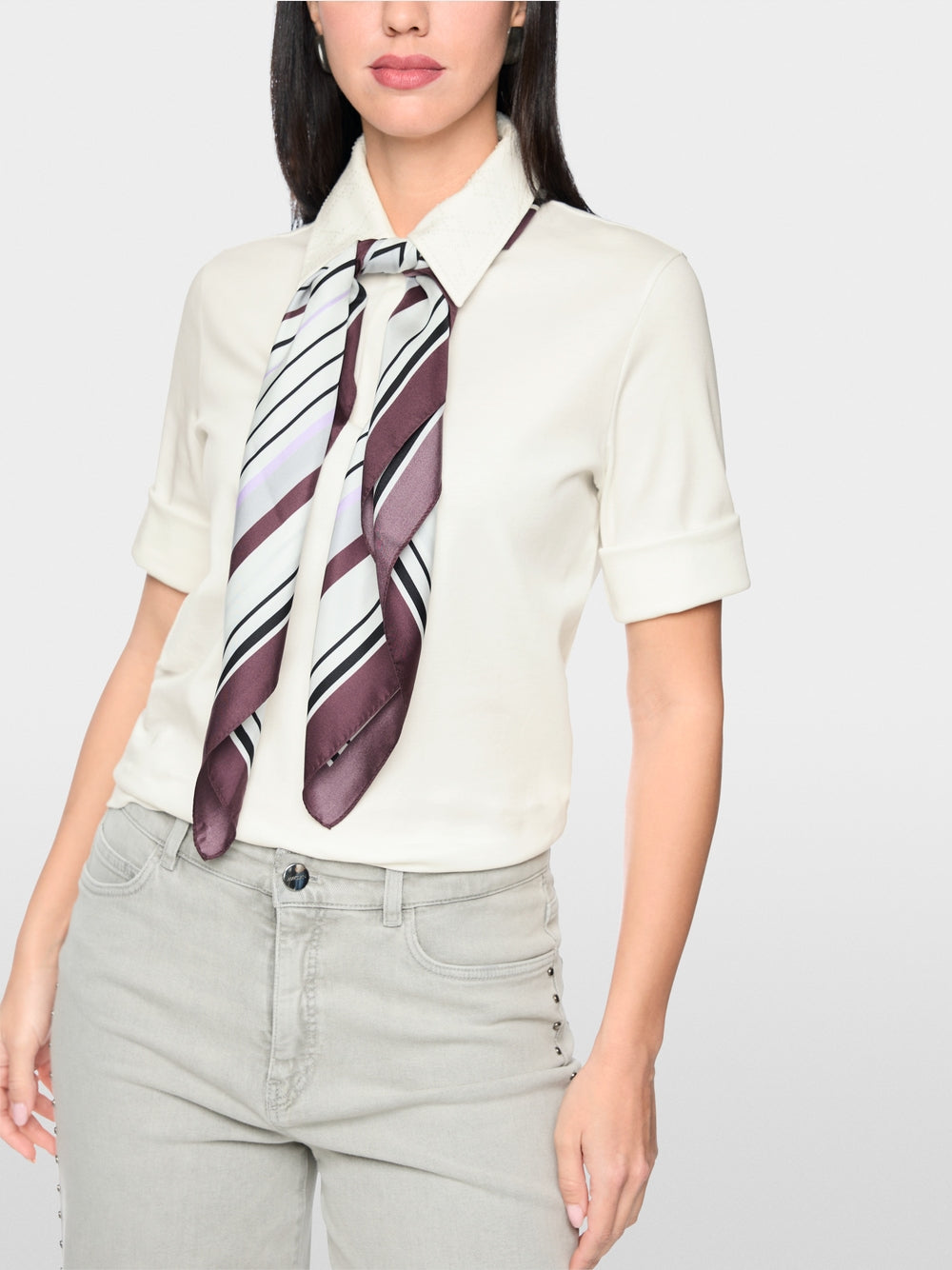 Marc Cain off-White Polo Shirt with Decorative Beads
