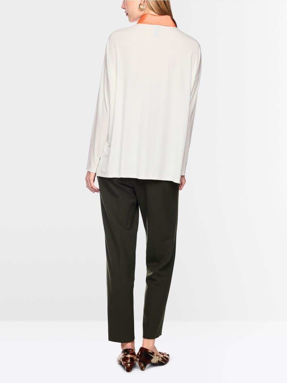 Marc Cain Off-White Silk Blend Blouse-Style Shirt