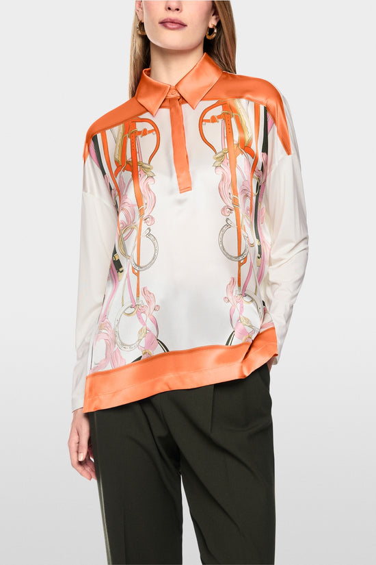 Marc Cain Off-White Silk Blend Blouse-Style Shirt