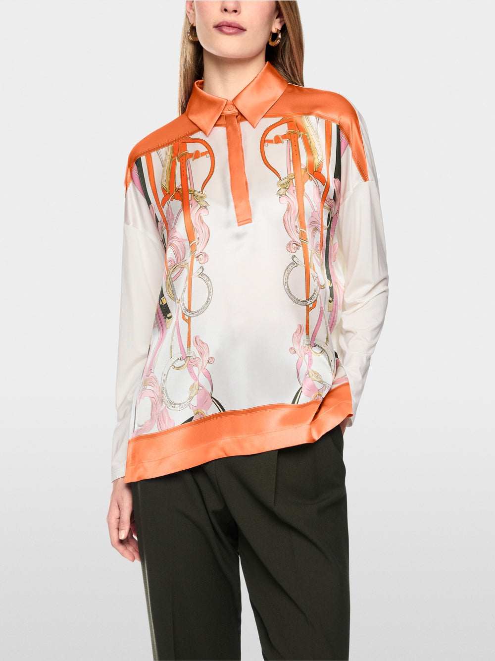 Marc Cain Off-White Silk Blend Blouse-Style Shirt