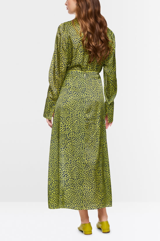 Marc Cain Green Leopard Print Midi Skirt