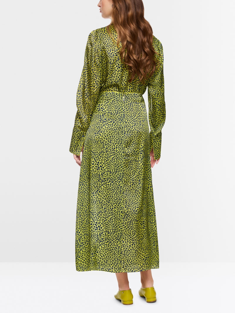 Marc Cain Green Leopard Print Midi Skirt