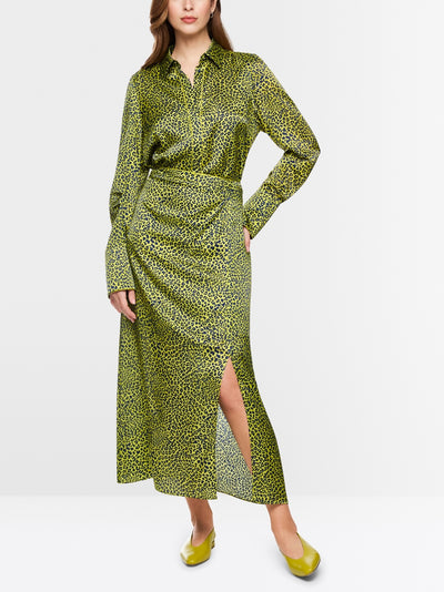 Marc Cain Green Leopard Print Midi Skirt BC71.01 W45