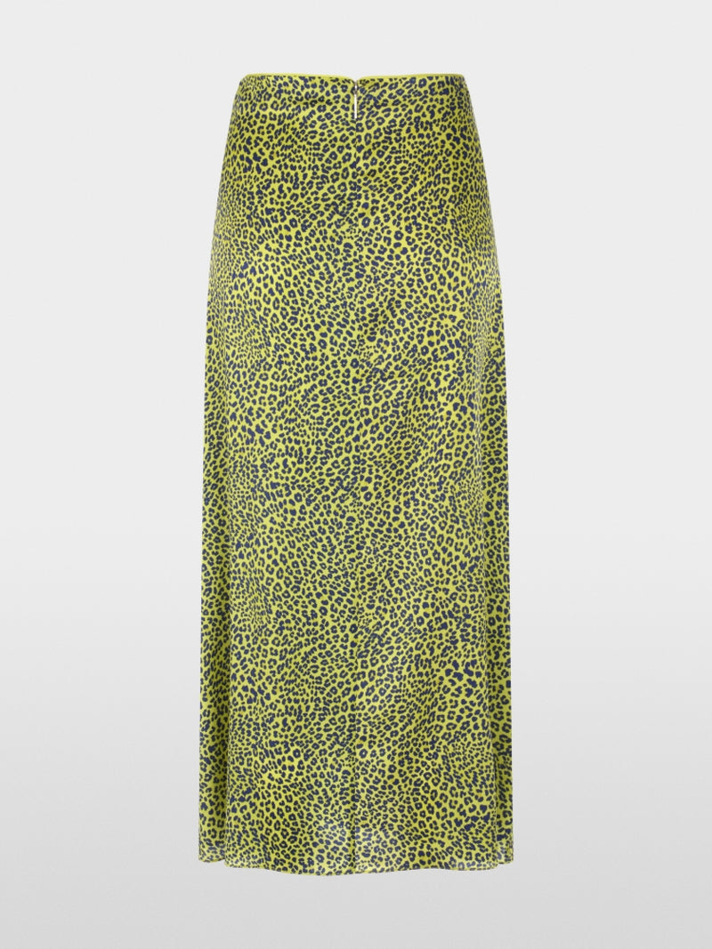 Marc Cain Green Leopard Print Midi Skirt
