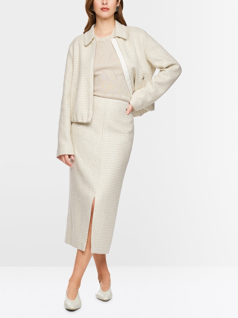Marc Cain Ecru Midi Skirt with Bouclé Effect